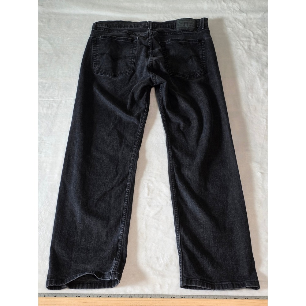 Levis 505 Regular Fit Straight Leg Black Grunge Denim Jeans 36x30 00505-1469